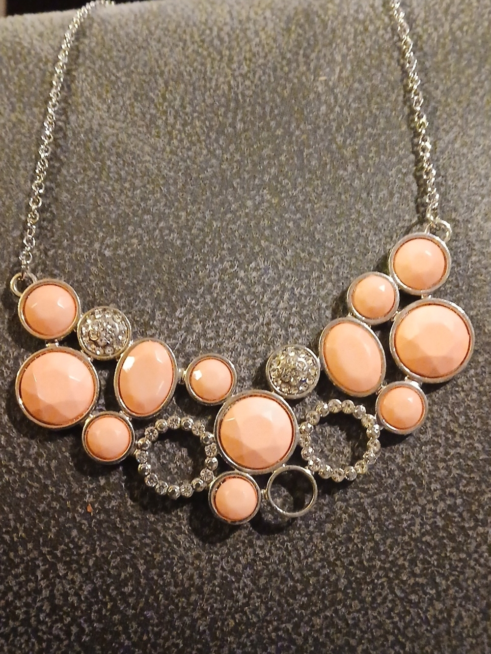 Women's Coral Pink Statement Necklace - Elegant Bubble Pendant
